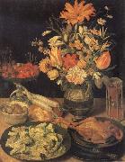 Georg Flegel Still Life with Flowers and Food Spain oil painting artist